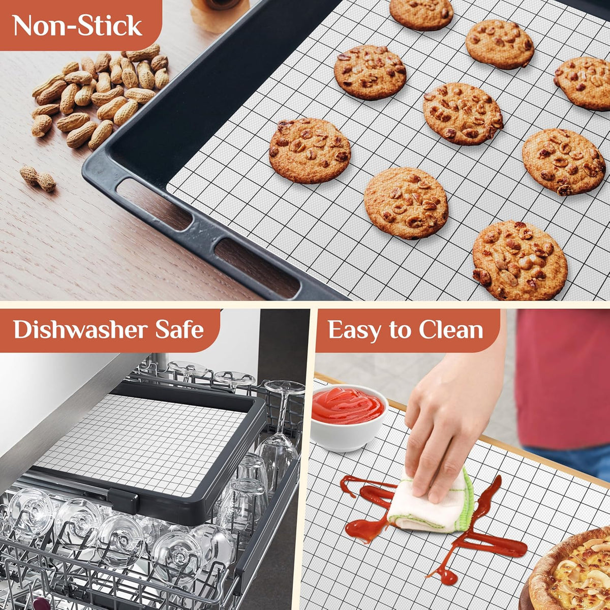 Silicone Baking Mat, 16 IN x 6 FT Free Cutting Baking Sheet,Non-Stick Reusable Dough & Pastry Mat,Non-Slip Silicone Mat Roll for Air Fryer Liner,Freeze Dryer,Oven Baking Pan,Kitchen Counter