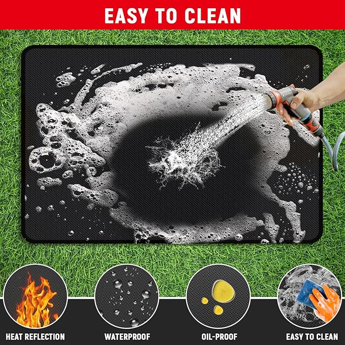 75 x 40 inch Under Grill Mats for Outdoor Grill, Double-Sided Fireproof, Oil and Waterproof Protective Mat for Grass and Deck, Outerdoor BBQ Fire Pit Fireplace Mat
