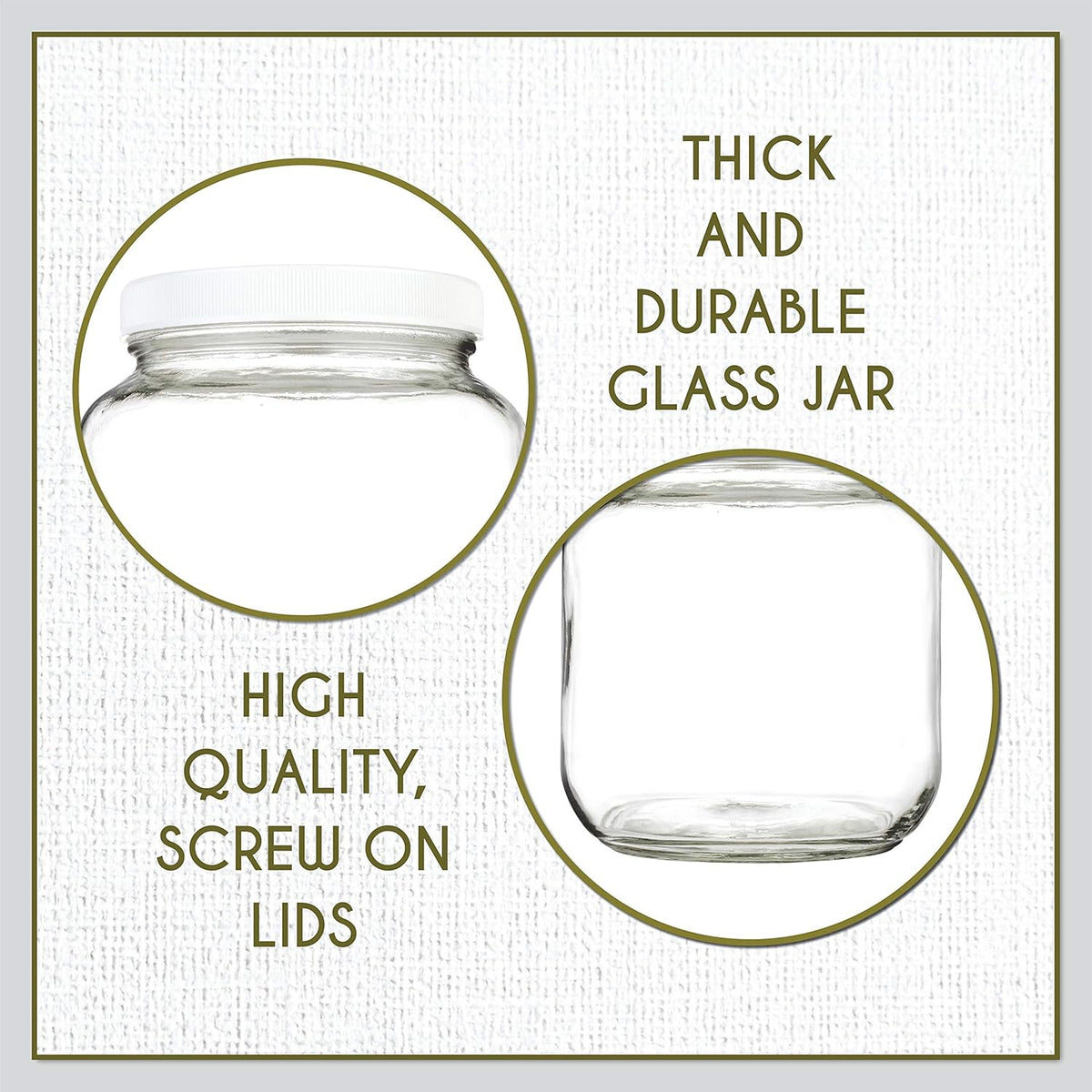 kitchentoolz Half Gallon Mason Jar - Glass Jar Wide Mouth with Airtight Foam Lined Plastic Lid - 1/2 Gallon Jar for Sourdough Starter, Fermenting Kombucha Kefir, Pickling, & Canning 2 Pack
