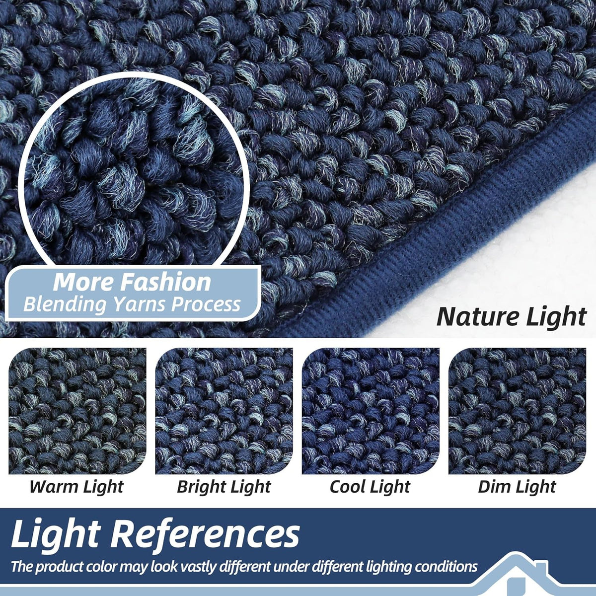 BEQHAUSE Kitchen Runner Rugs 24"x60", Non-Slip Kitchen Mats for Floor, Super Absorbent and Stain Resistant Kitchen Rug, Machine Washable Rugs for Kitchen, Hallway, Laundry & Sink, Blue