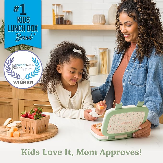 Bentgo Kids 5-Compartment Leak-Proof Bento-Style Lunch Box (Whimsy & Wonder Collection) - Ideal for Ages 3-7, Drop-Proof & Durable, Dishwasher Safe, & PFAS & BPA-Free Materials (Geo Speckle)