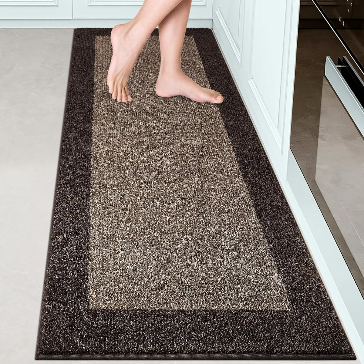Machine Washable Kitchen Rug 24" x 70", Non Slip Kitchen Mat for Floor, Absorbent Entrance Runner Rug for Bedroom, Hallway, Bathroom, Door (Roll Packing)