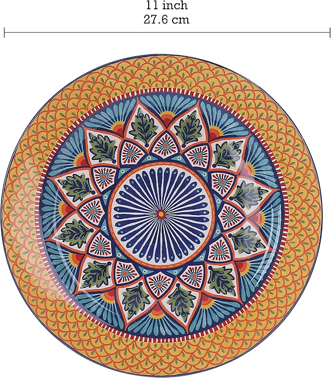 Bico Havana Dinner Plates Set of 4, 11 Inch Large Ceramic Plates for Pasta, Steak, Stylish Serving Dishes, Microwave and Dishwasher Safe, Gift for Housewarming and Thanksgiving