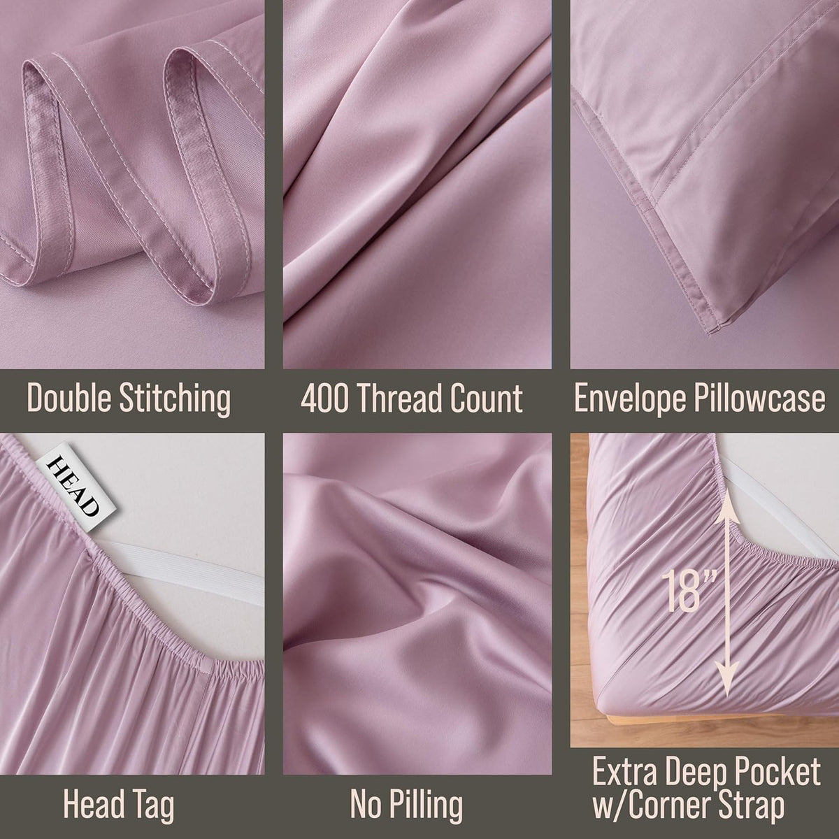 Bella Coterie Luxury Bamboo Viscose Queen Size Sheet Set | 100% Organically Grown | Ultra Soft | Cooling for Hot Sleepers | 18" Deep Pocket [Lilac]