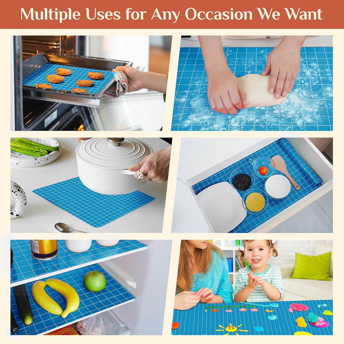 Silicone Baking Mat, 16 IN x 10 FT Free Cutting Baking Sheet, Non-Stick Reusable Dough & Pastry Mat, Non-Slip Silicone Mat Roll for Air Fryer Liner, Freeze Dryer, Oven Baking Pan, Kitchen Counter