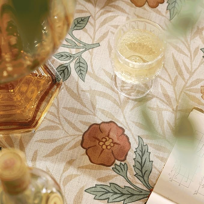 patdrea Designer French Vintage Long Rectangular Tablecloth,Yellow Floral Pattern Anti-Wrinkle Table Cloth,Dacorative Cover for Kitchen Dining Parties,Christmas,Thanksgiving,63"x102"-Cornflowers