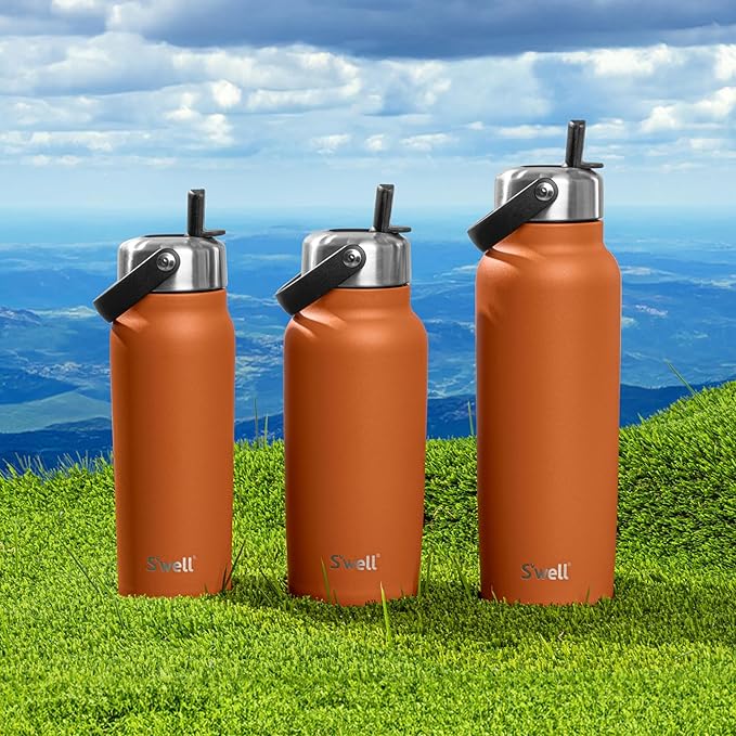 S'well Recycled Stainless Steel Explorer with Flip Straw Lid, 32oz, Carnelian, Triple Layered Vacuum Insulated Containers Keeps Drinks Cold for 42 Hours and Hot for 10