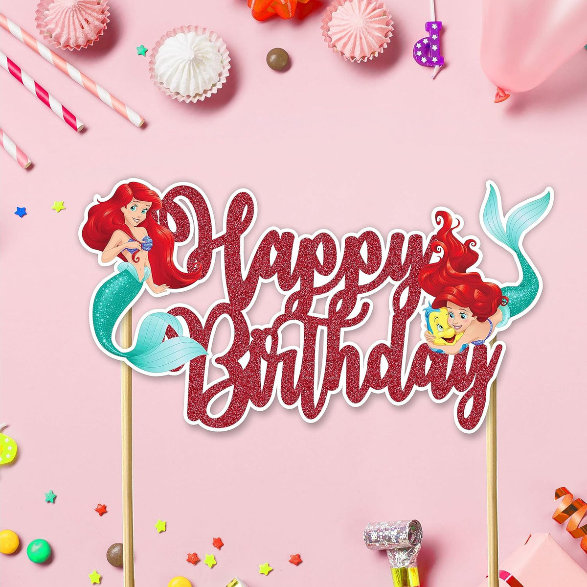 Seyal® The Litle Mermaid Happy Birthday Cake Topper