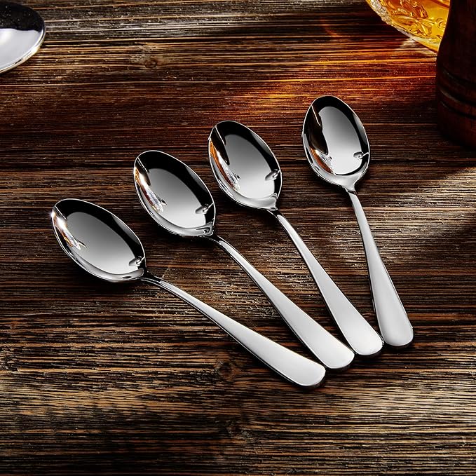 KEAWELL Premium Louise Spoons Set, Set of 4, 18/10 Stainless Steel, Exceptional mirror finish, Dishwasher Safe (6.4" Teaspoon)