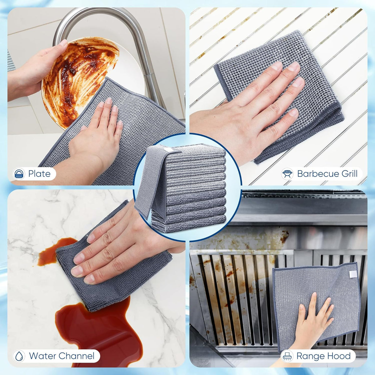 Forggon10 Pcs New Upgrade 2-Layer Non Scratch Wire Dishcloth,Wire Dishwashing Rag, Non-Scratch Wire Dishwashing Rags for Wet and Dry, Kitchen Cleaning Dish Rags for Cookware,Sinks, Dishes,Stove