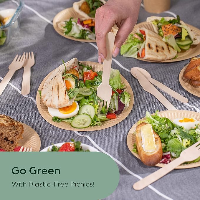 Wooden Disposable Forks - 300 Piece Wood Compostable Forks - Eco-Friendly Biodegradable Utensils for Party - Free From Plastic Cutlery Set - Disposable Cutlery Fork for Eating - Compostable Utensils