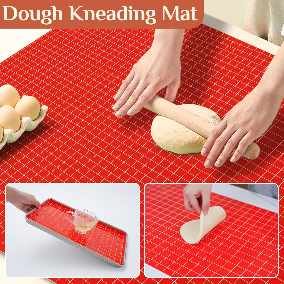 Silicone Baking Mat, 12 IN x 10 FT Free Cutting Baking Sheet,Non-Stick Reusable Dough & Pastry Mat,Non-Slip Silicone Mat Roll for Air Fryer Liner,Freeze Dryer,Oven Baking Pan,Kitchen Counter