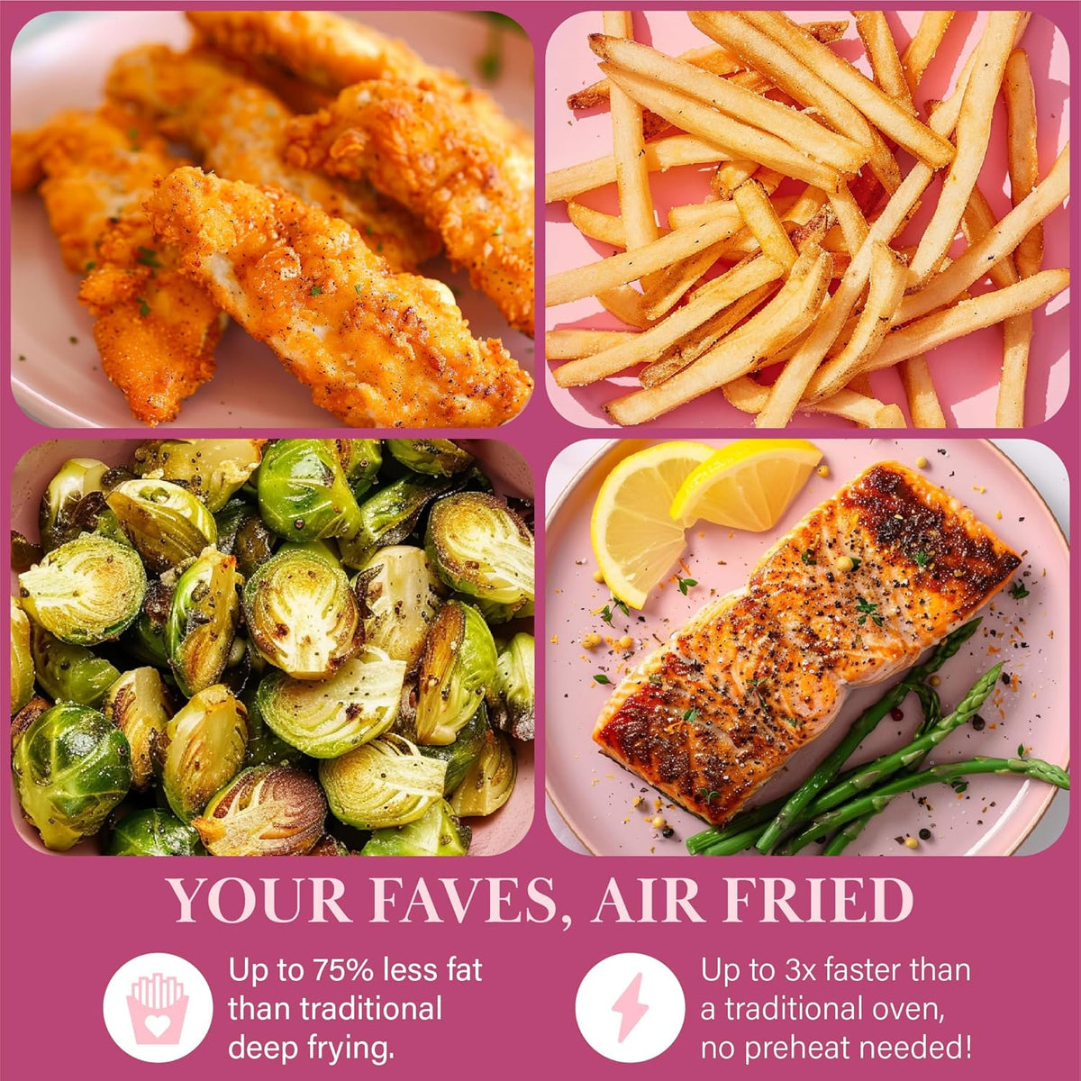 Paris Hilton Air Fryer, Large 6-Quart Capacity, Nonstick Made without PFAS, Touchscreen Display, 8-in-1 (Air Fry, Roast, Broil, Bake, Reheat, Keep Warm, Pizza, Dehydrate), Dishwasher Safe, White